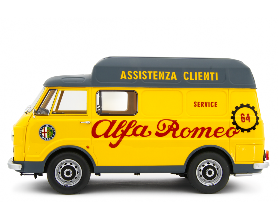 Alfa Romeo F12 Autocarro Tetto Sopralzato 1967 Assistenza Clienti Giallo 1:18-3