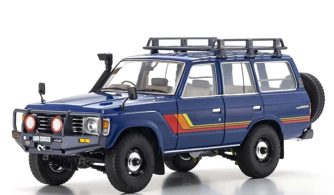 Toyota Land Cruiser 60 1980 Blu with optional parts 1:18 - 74025