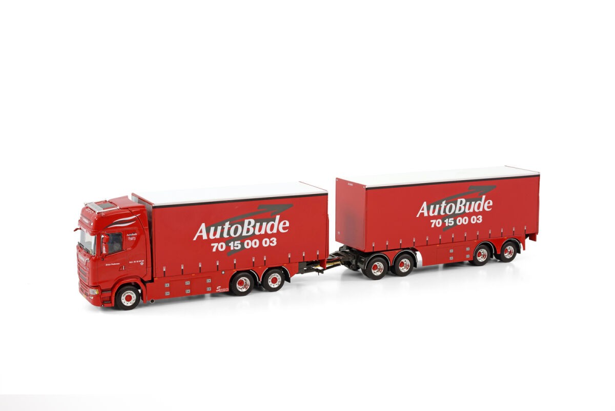 Scania S Highline CS20H 6X2 Tag Axle Riged Truck Drawbar Curtainside Combi 7 axle "Autobude" 1:50 - 74451