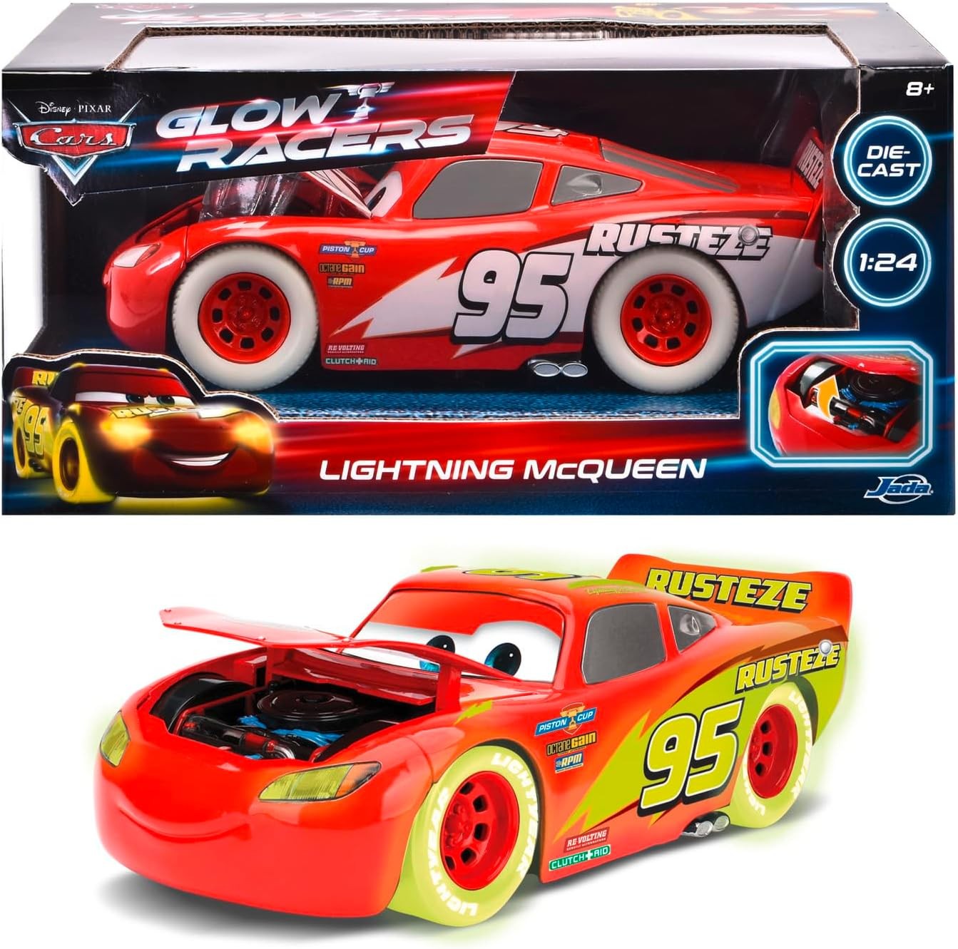 Lightning McQueen Pixar Glow Racers "Cars" Fluorescente 1:24 - 75988