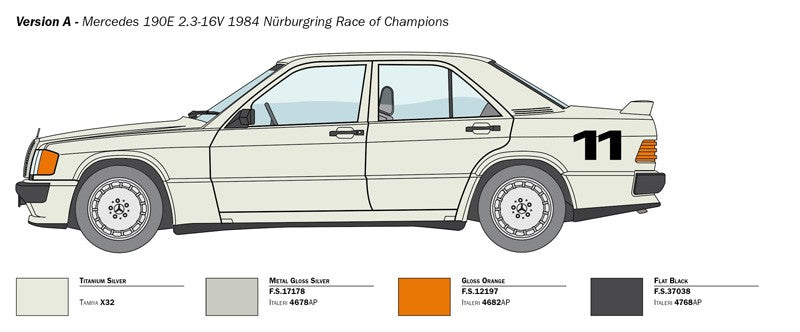 Mercedes-Benz 190E 2.3 16v Senna 11 Winner Nurburgring Race of Champions Kit 1:24 - 76475