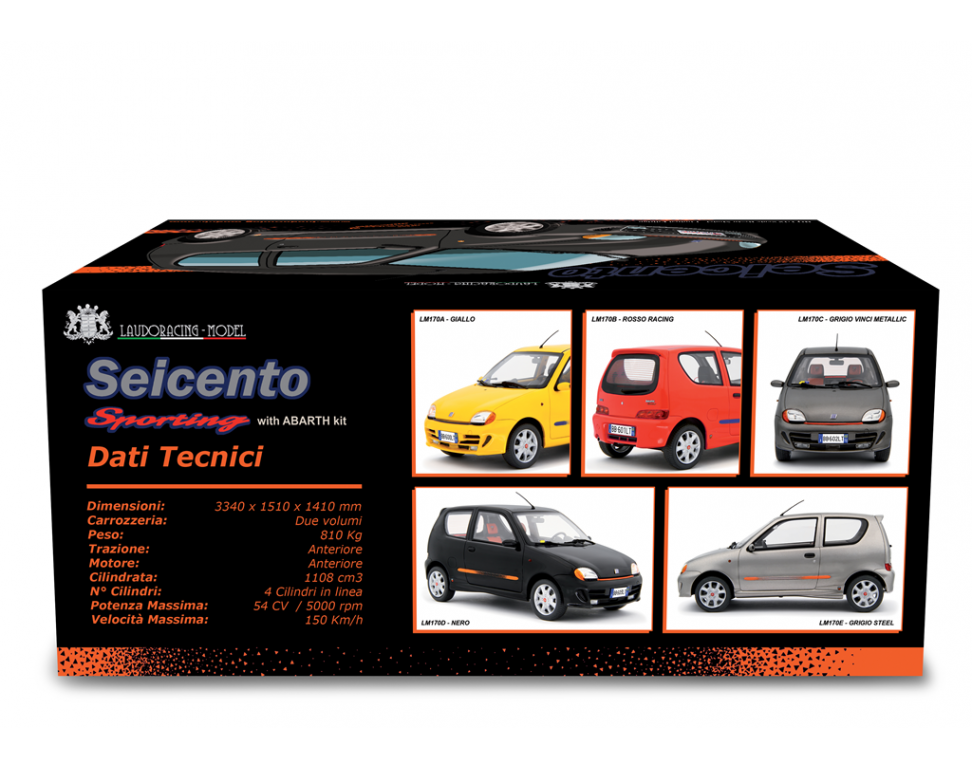 Fiat Seicento Sporting Abarth 1998 Nero 1:18 - 76816