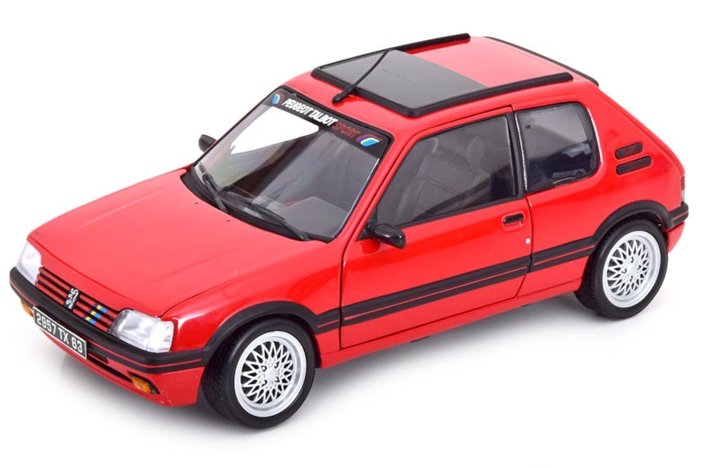 Peugeot 205 GTi 1.9 PTS déco 1991 Rouge Vallelunga 1:18 - 77259