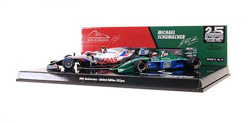Jordan-Ford 191 7UP + Haas VF-21 30° anniversario Gp Belgio 1991-2021 Michael Schumacher - Mick Schumacher 1:43 - 78828