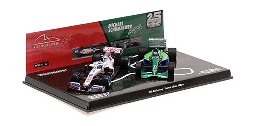 Jordan-Ford 191 7UP + Haas VF-21 30° anniversario Gp Belgio 1991-2021 Michael Schumacher - Mick Schumacher 1:43 - 78830