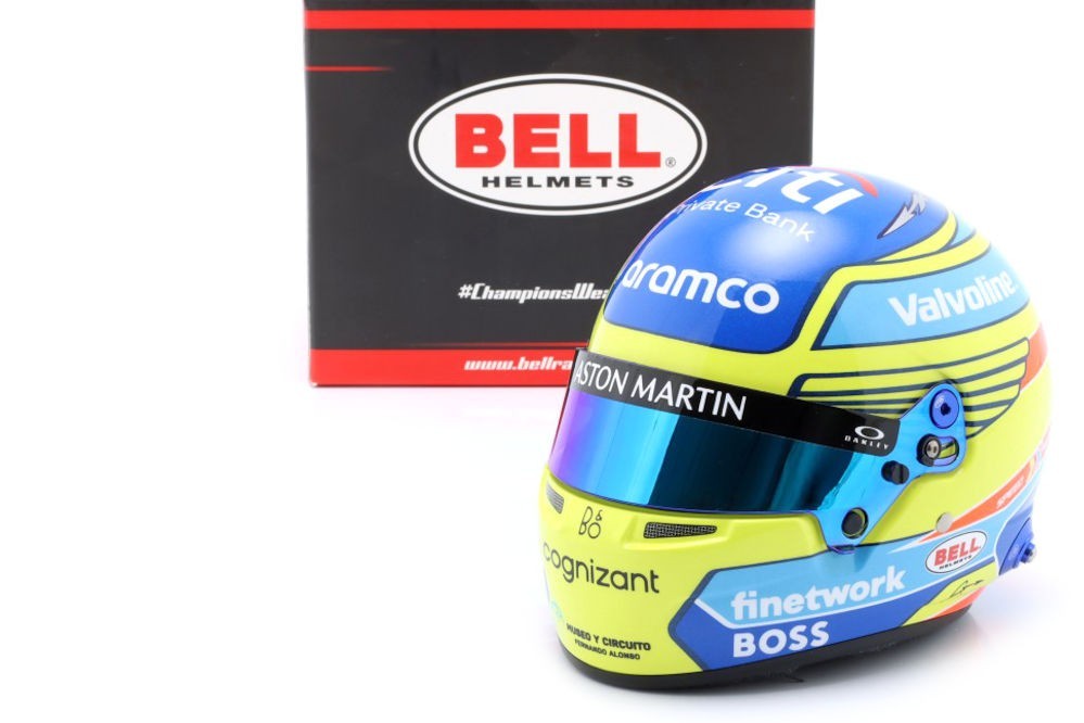 Fernando Alonso Aramco Cognizant Aston Martin F1 2024 Bell Mini Helmet 1:2 - 79137
