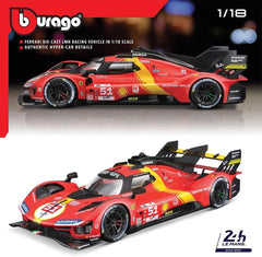 Ferrari 499P 3.0L Turbo V6 Team Ferrari AF Corse 51 Winner 24h Le Mans 2023 J. Calado - A. Giovinazzi - A. Pier Guidi 1:18 - 79158