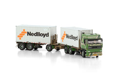 DAF 3300 Space Cab 6X2 Tag Axle Riged Drawbar Container Combi 6 Axle + 2X 20FT Container Nedlloyd 1:50 - 80364