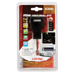 Doppia presa usb original fit 12/24V Scania - 805