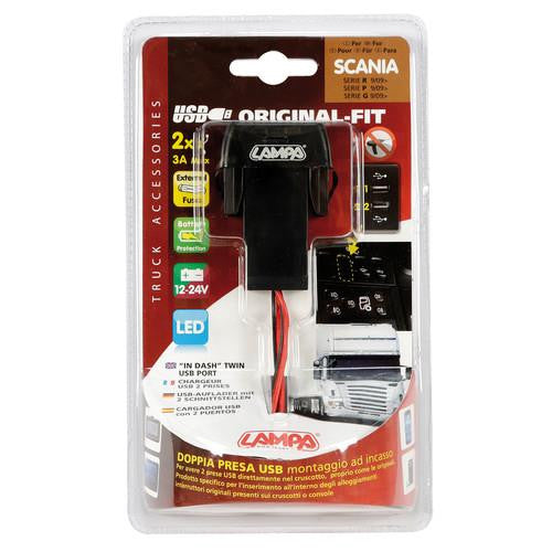 Doppia presa usb original fit 12/24V Scania - 805