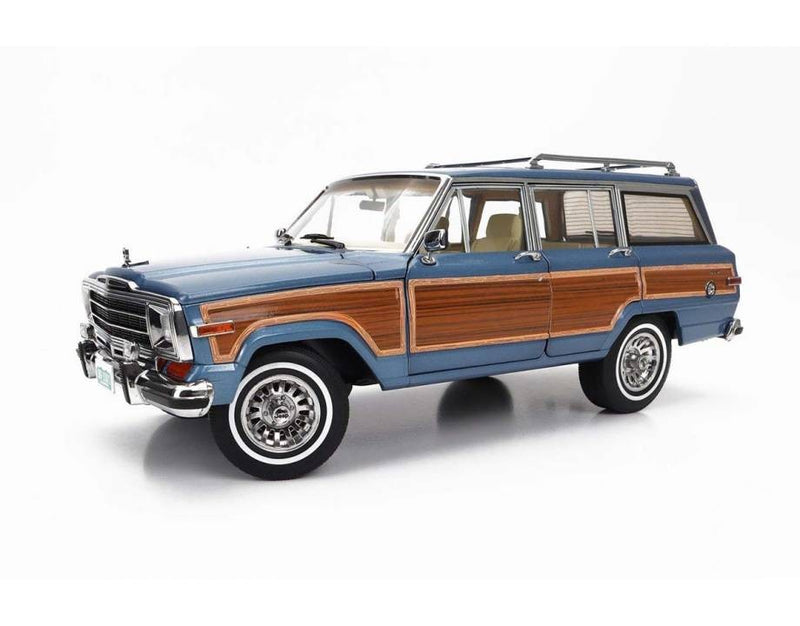 Jeep Grand Wagoner 1989 Light Blue Metallic - Wood 1:18 - 82452