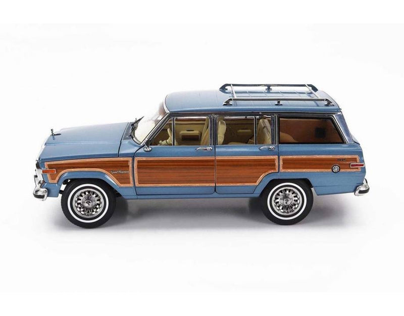 Jeep Grand Wagoner 1989 Light Blue Metallic - Wood 1:18 - 82454