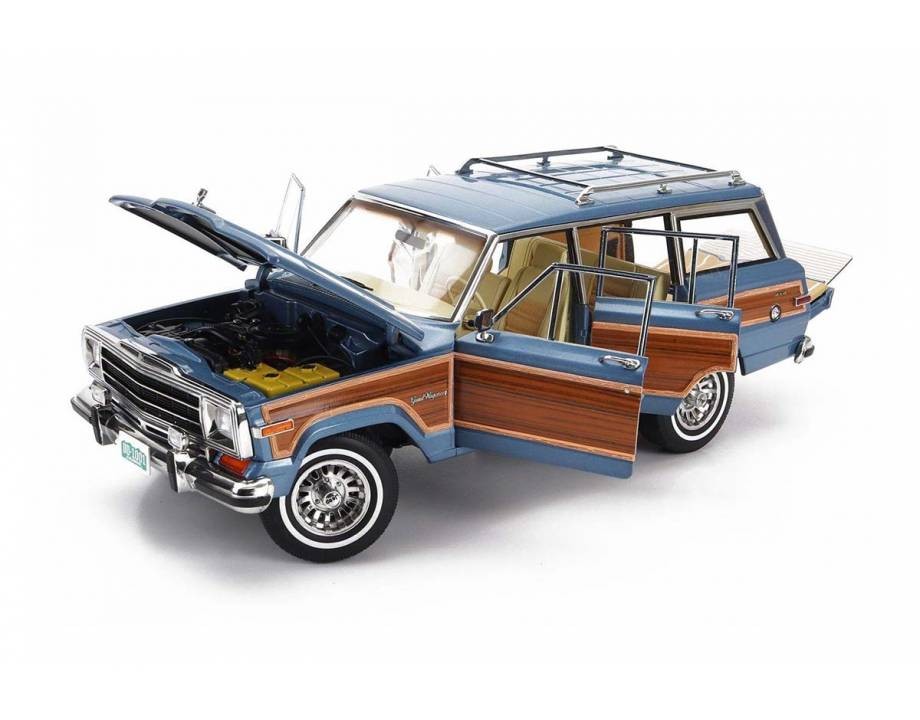 Jeep Grand Wagoner 1989 Light Blue Metallic - Wood 1:18 - 82459