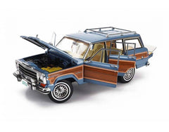 Jeep Grand Wagoner 1989 Light Blue Metallic - Wood 1:18 - 82459