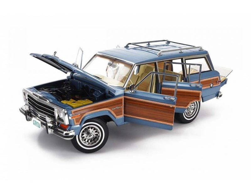 Jeep Grand Wagoner 1989 Light Blue Metallic - Wood 1:18 - 82459