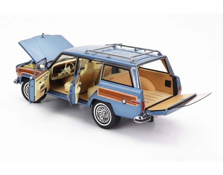 Jeep Grand Wagoner 1989 Light Blue Metallic - Wood 1:18 - 82460