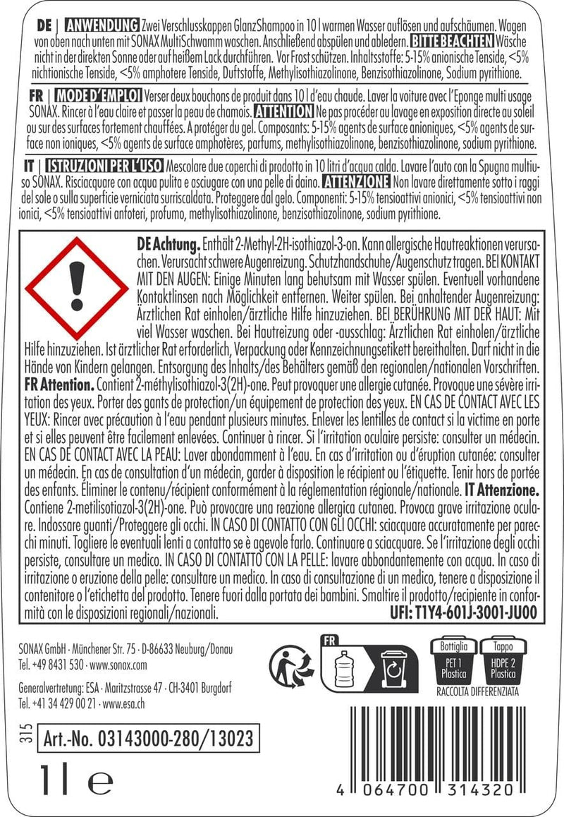 Sonax Shampoo brillante per Auto 1 Litro - 83290