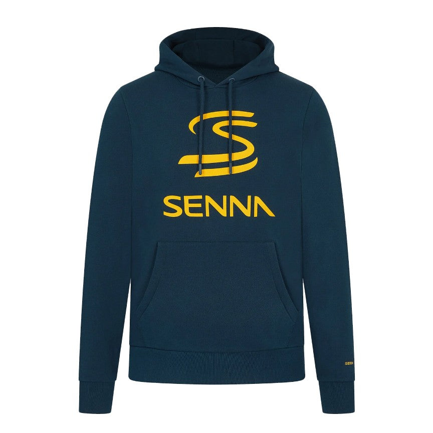 Ayrton Senna Felpa Logo Blu con Cappuccio - 83773