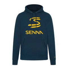 Ayrton Senna Felpa Logo Blu con Cappuccio - 83773