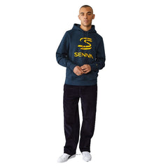 Ayrton Senna Felpa Logo Blu con Cappuccio - 83780