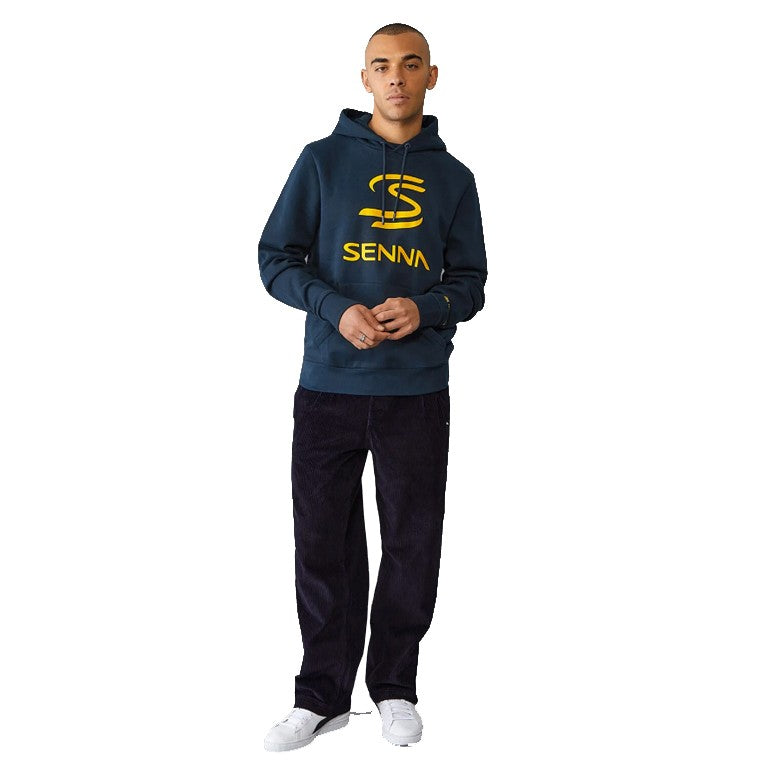 Ayrton Senna Felpa Logo Blu con Cappuccio - 83780