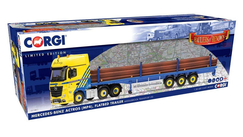 Mercedes-Benz Actros (MP4) rimorchio base piatta Middlebrook Transport Ltd 1:50 - 84540