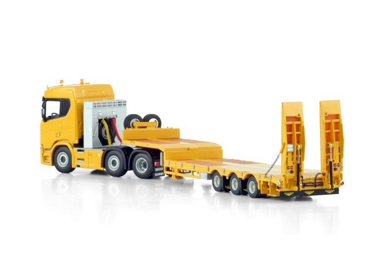 Scania R Normal CR20N 6x2 Twin Steer Semi Low Loader With Ramps 3 axle 1:50 - 85084