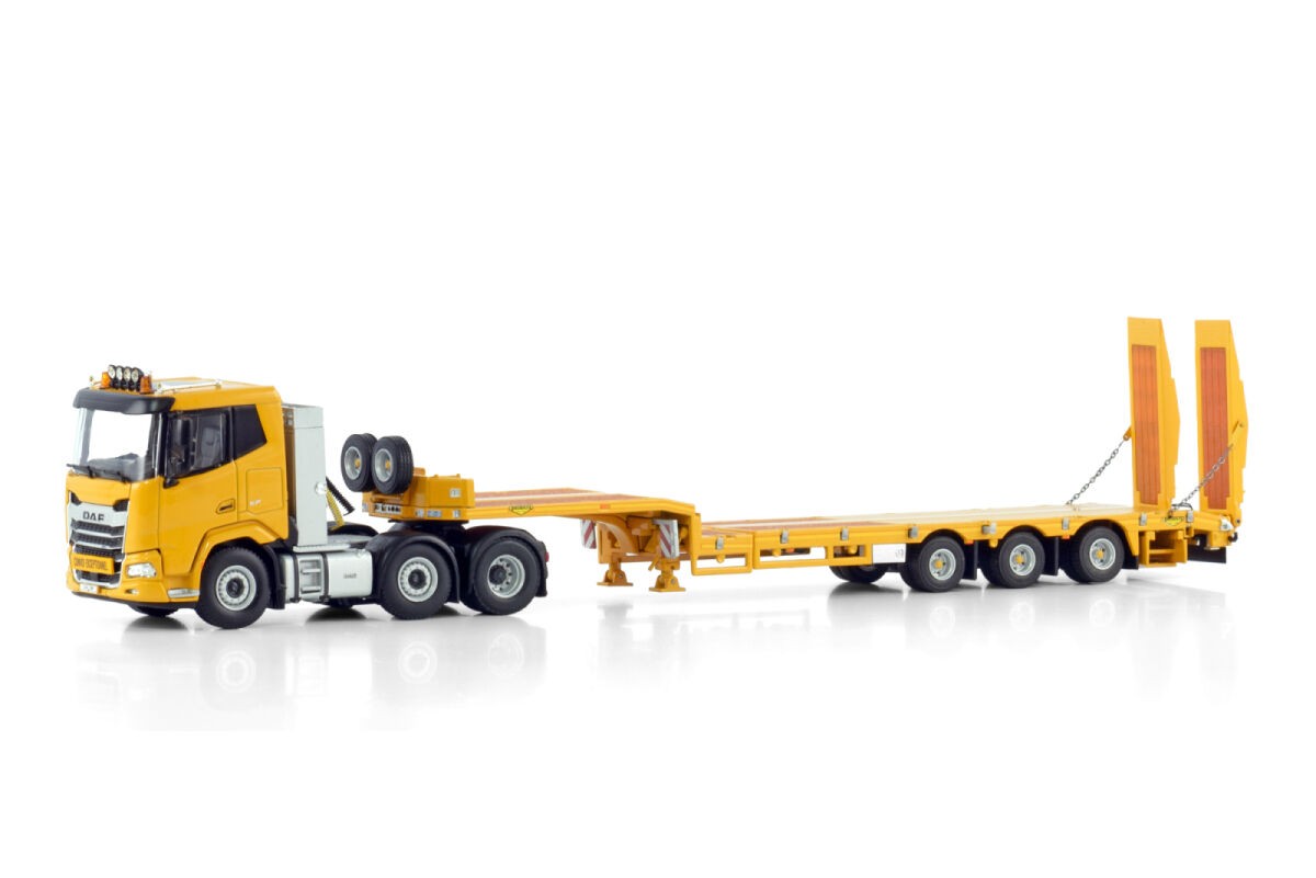 Daf XF SL 6x2 Twin Steer Semi Low Loader With Ramps 3 axle 1:50 - 85085