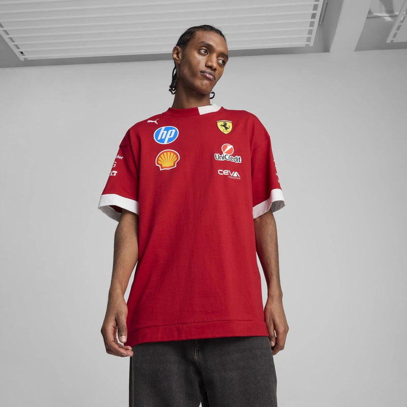 Ferrari F1 2025 T-Shirt Uomo Oversize Replica Pilota Puma Dark Cherry - 86434