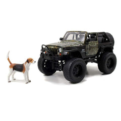 Jeep Wrangler 2007 Hardtop Real Tree camouflage with Dog Hunting figure 1:24 - 8770