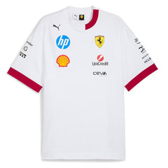 Ferrari F1 2025 T-Shirt Uomo Oversize Replica Pilota Puma White - 88043