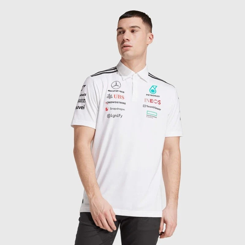 Mercedes-AMG Petronas F1 2025 Team Polo Adidas White - 88560