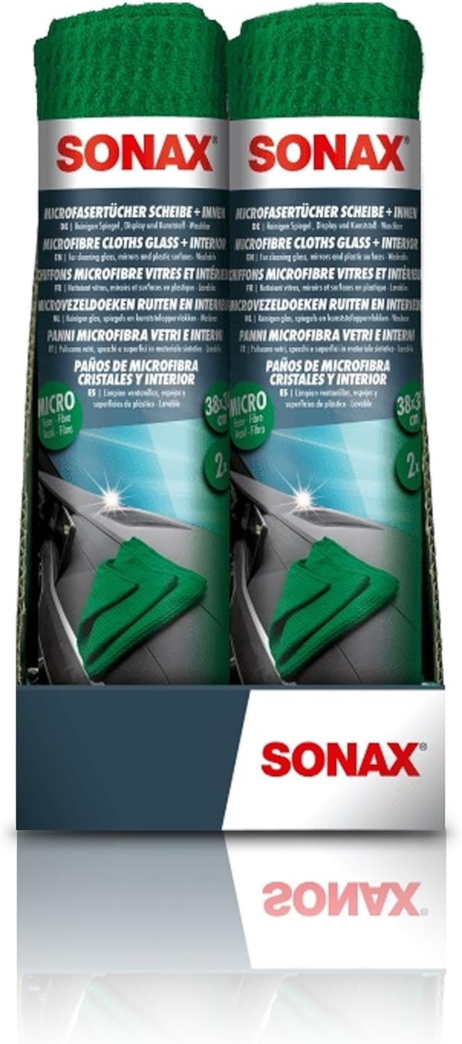 Sonax 2 Panni in Microfibra Alta Qualità per Vetri e Interni 38x38cm - 89583