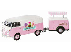Volkswagen T2 van "Ice Cream set" Pink con rimorchio 1:24 - 8986