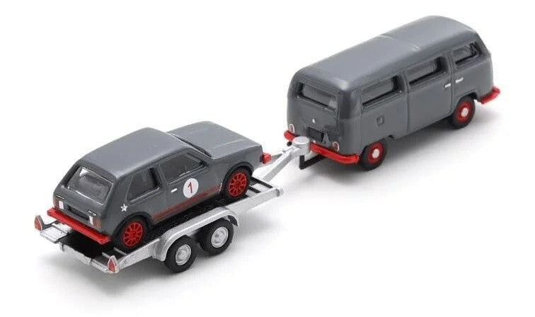 Volkswagen T2 Bus + Trailer with VW Golf I GTI 1:87 - 89904