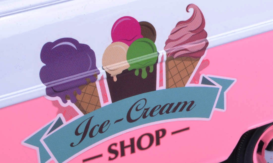 Volkswagen T2 van "Ice Cream set" Pink con rimorchio 1:24 - 8991
