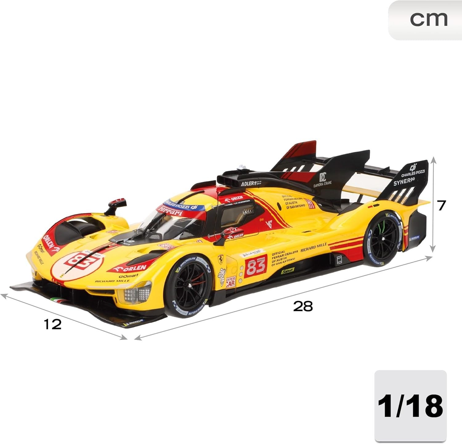 Ferrari 499P AF Corse 83 24h Le Mans 2023 R. Kubica - R. Shwartzman - Y. Ye 1:18 - 89974