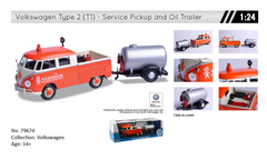 Volkswagen T2 van "Road Service set" orange/white con rimorchio 1:24 - 9020