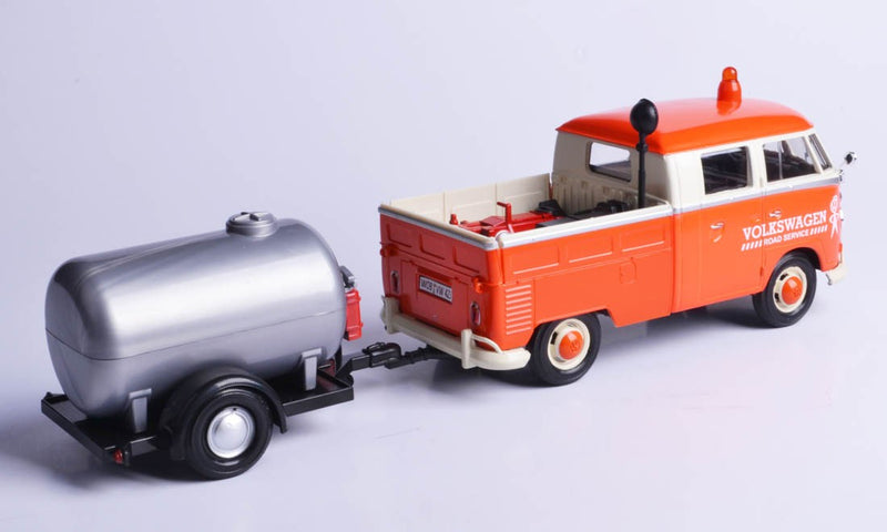 Volkswagen T2 van "Road Service set" orange/white con rimorchio 1:24 - 9021