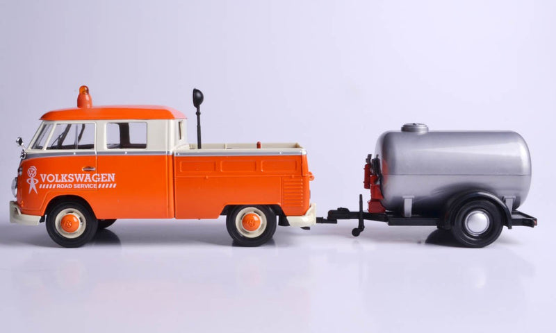 Volkswagen T2 van "Road Service set" orange/white con rimorchio 1:24 - 9022