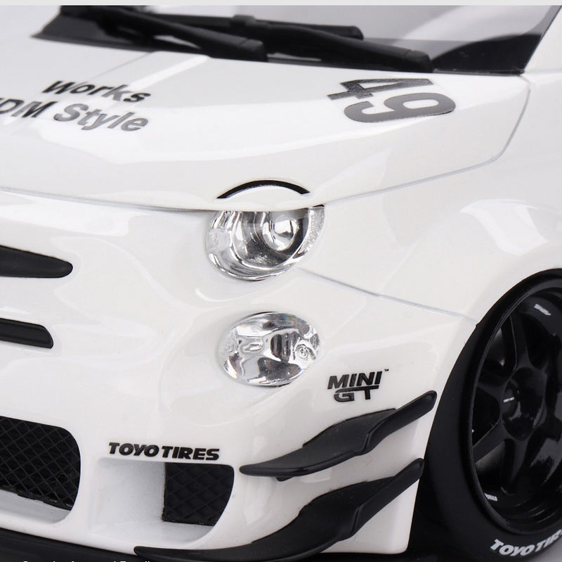 Abarth 595 LB-WORKS x Abas Works 2024 Gara White 1:18 - 90685