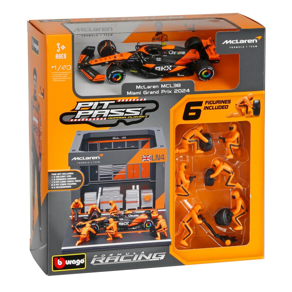 Mclaren MCL38 F1 2024 Lando Norris + Pit Stop Burago 1:43 - 90802