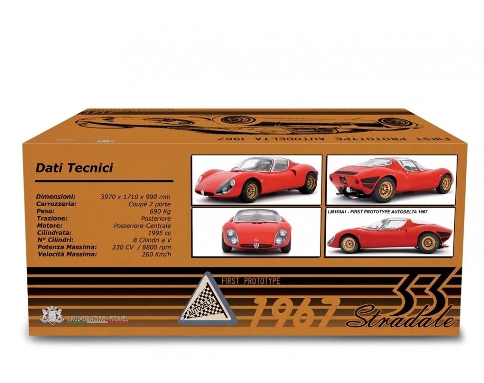 Alfa Romeo 33 Coupè Stradale 1967 Primo Prototipo Autodelta Rosso Alfa 1:18 - 91196