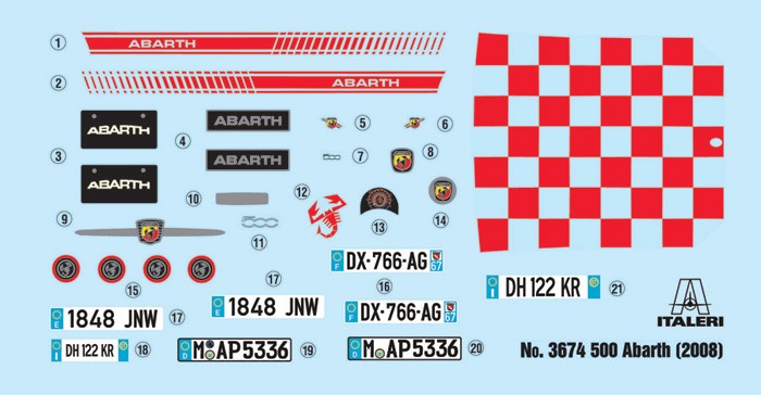 Fiat 500 Abarth 2008 White Kit 1:24 - 91902