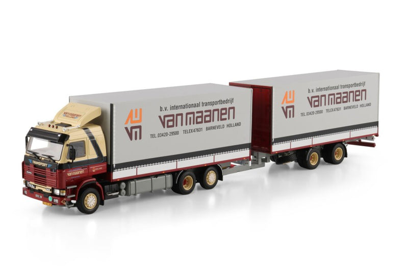 Scania 3 Series Riged + Riged Drawbar Trailer Van Maanen 1:50 - 92218
