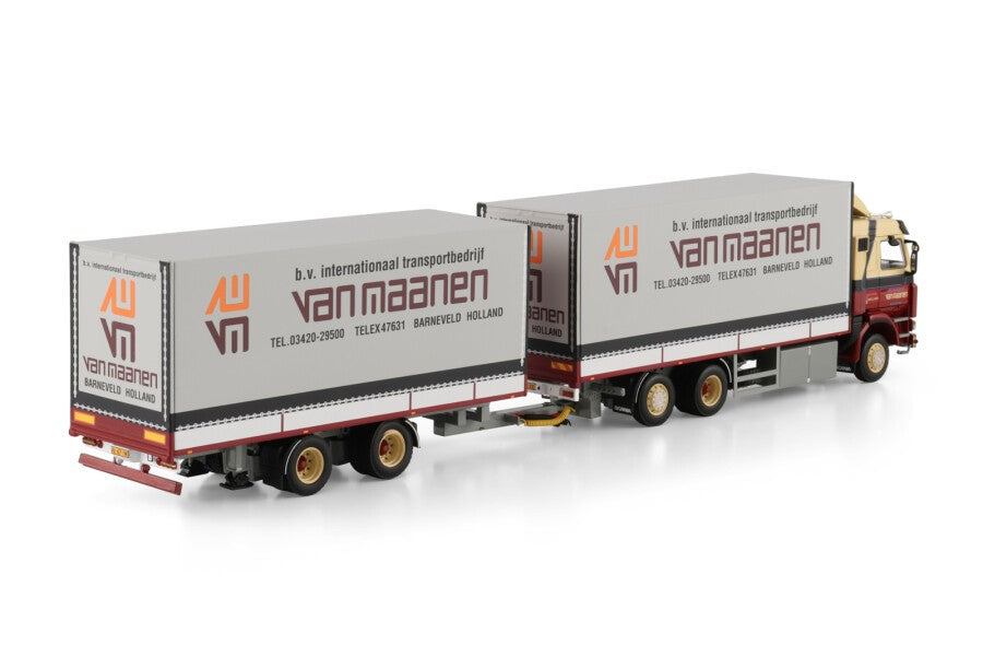 Scania 3 Series Riged + Riged Drawbar Trailer Van Maanen 1:50 - 92219