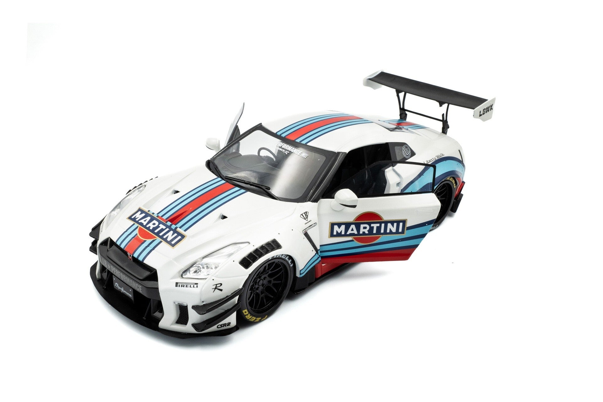 Nissan GT-R (R35) 2024 W/ Liberty Walk Body Kit 2.0 Martini Racing  1:18 - 92477