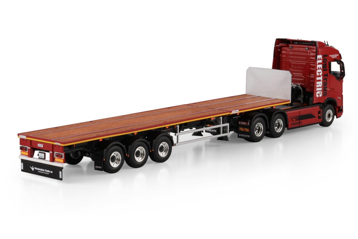 Volvo FH5 Globetrotter Electric 6X2 Tag Axle Flatbed Trailer 3 Axle Logi Trans 1:50 - 93069
