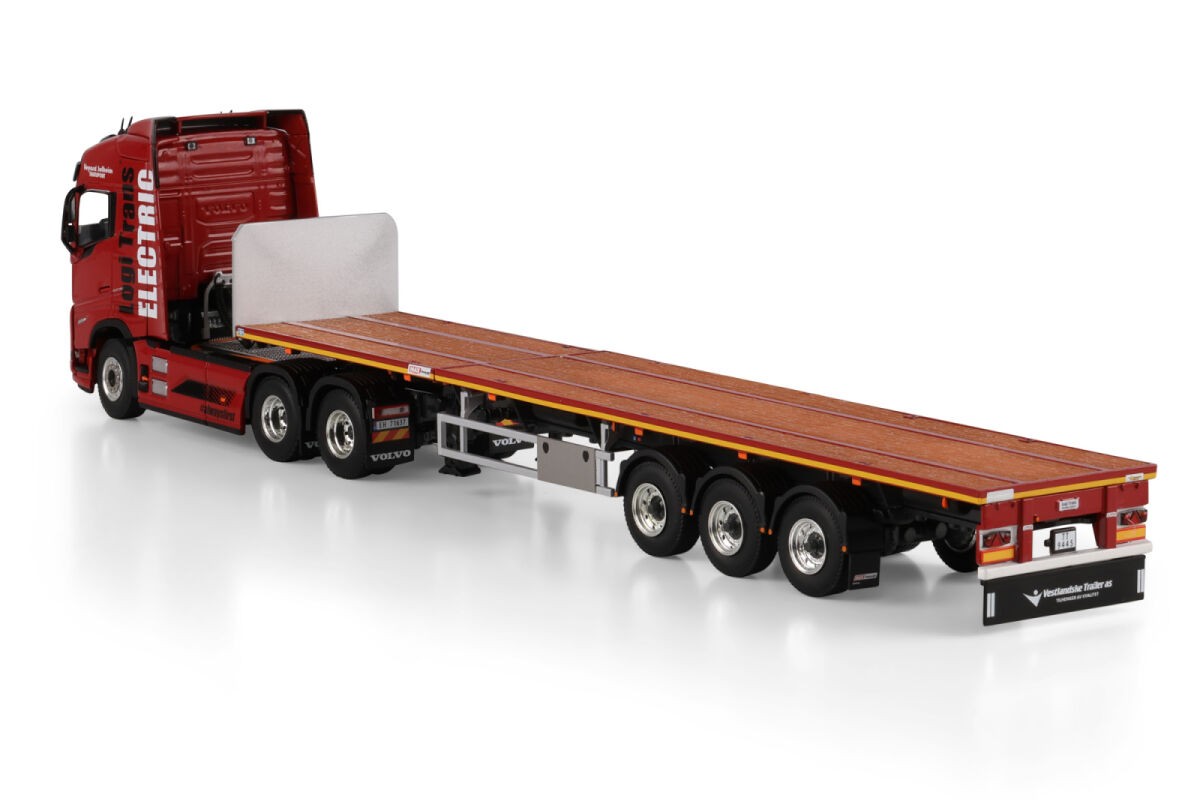 Volvo FH5 Globetrotter Electric 6X2 Tag Axle Flatbed Trailer 3 Axle Logi Trans 1:50 - 93070