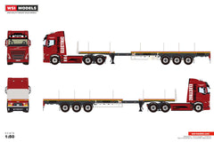 Volvo FH5 Globetrotter Electric 6X2 Tag Axle Flatbed Trailer 3 Axle Logi Trans 1:50 - 93072